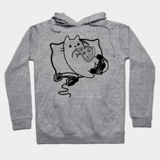 Gamer Cat Pizza Loading Game Paused Contour Hoodie